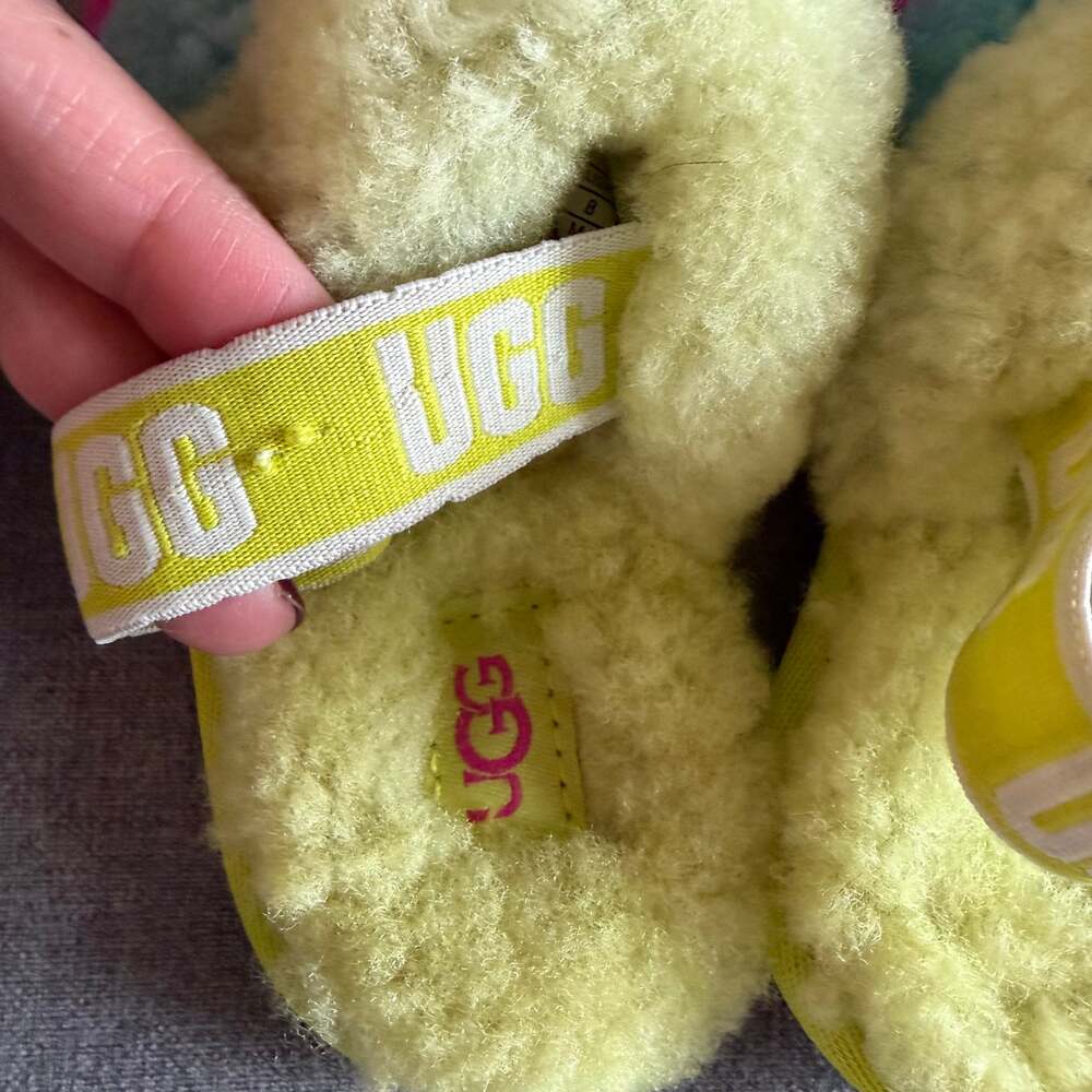 UGG Fluff Yeah Sundae Slide Neon Rainbow Sandals - Picture 4 of 6